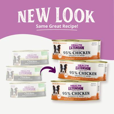 Show full view: Health Extension Grain-Free Chicken Canned Dog Food, 5.5-oz, case of 24 slide 6 of 12