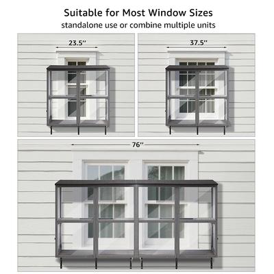 Show full view: beeNbkks Double Deck Outdoor Cat Perch with Acrylic Screens, Grey slide 3 of 9