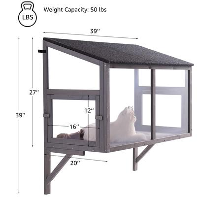 Show full view: beeNbkks Cat Catio Window Perch with Acrylic Screens, Grey slide 6 of 8