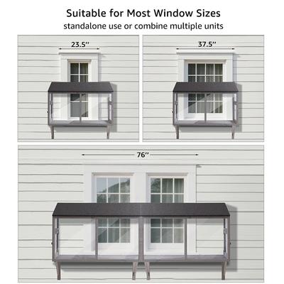 Show full view: beeNbkks Cat Catio Window Perch with Acrylic Screens, Grey slide 2 of 8