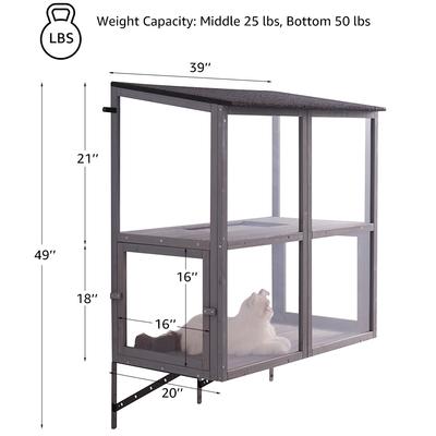 Show full view: beeNbkks Double Deck Outdoor Cat Perch with Acrylic Screens, Grey slide 7 of 9