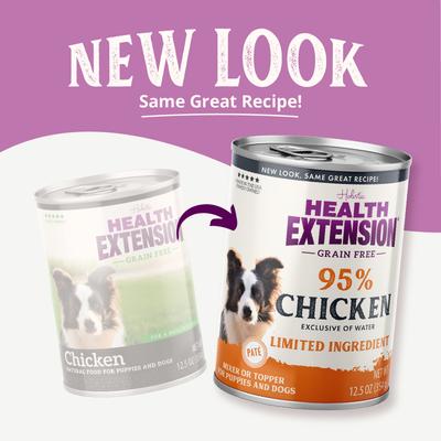 Show full view: Health Extension Grain-Free Chicken Canned Dog Food, 12.5-oz, case of 12 slide 6 of 12