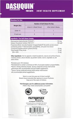 Show full view: Nutramax Dasuquin Hip & Joint Soft Chews Joint Supplement for Cats, 84 count slide 10 of 12