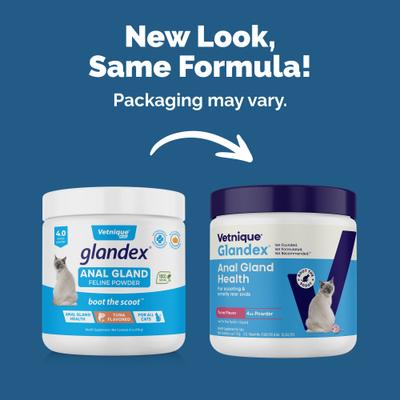 Show full view: Vetnique Labs Glandex Feline Anal Gland Support Probiotic & Digestion Tuna Flavored Powder Supplement for Cats, 4-oz jar slide 3 of 12