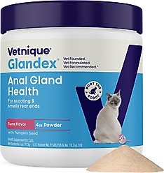Vetnique Labs Glandex Feline Anal Gland Support Probiotic & Digestion Tuna Flavored Powder Supplement for Cats, 4-oz jar