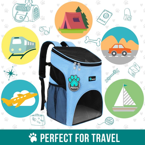 Show full view: PetAmi Premium Backpack Dog & Cat Carrier, Light Blue slide 7 of 9