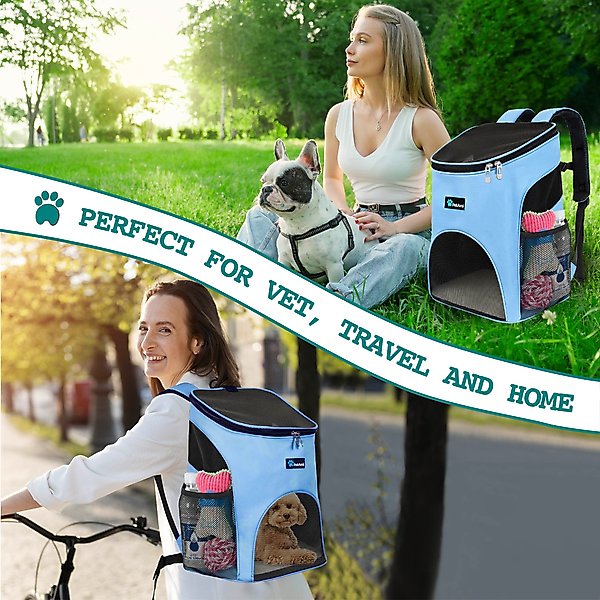 Show full view: PetAmi Premium Backpack Dog & Cat Carrier, Light Blue slide 6 of 9