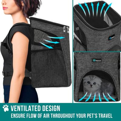 Show full view: PetAmi Premium Backpack Dog & Cat Carrier, Heather Charcoal slide 4 of 9
