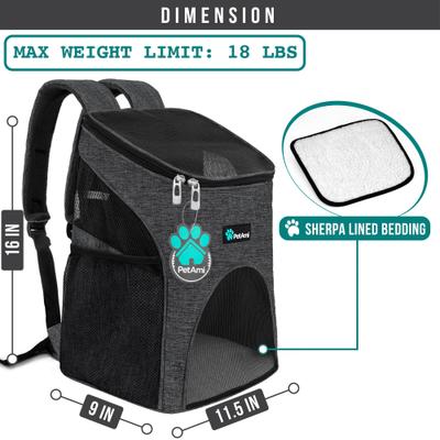 Show full view: PetAmi Premium Backpack Dog & Cat Carrier, Heather Charcoal slide 2 of 9