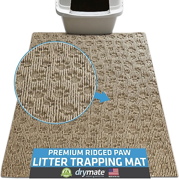 Show full view: Drymate Premium Debossed Paw Cat Litter Trapping Mat, Taupe, X-Large, 28-in x 34-in slide 1 of 10
