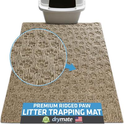 DRYMATE Premium Debossed Paw Cat Litter Trapping Mat, Taupe