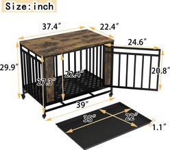 Cesicia Single Door Furniture Style Dog Crate with Tray, Vintage Wooden, 39 inch slide 2 of 5