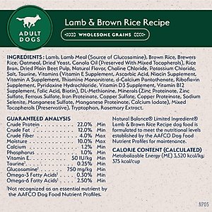 Natural Balance Limited Ingredient Lamb & Brown Rice Recipe Dry Dog Food, 24-lb bag
