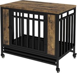 Cesicia Single Door Furniture Style Dog Crate with Tray, Vintage Wooden, 32.5 inch