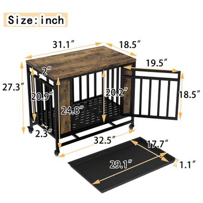 Show full view: Cesicia Single Door Furniture Style Dog Crate with Tray, Vintage Wooden, 32.5 inch slide 7 of 7
