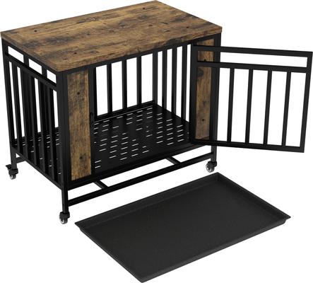 Show full view: Cesicia Single Door Furniture Style Dog Crate with Tray, Vintage Wooden, 32.5 inch slide 3 of 7