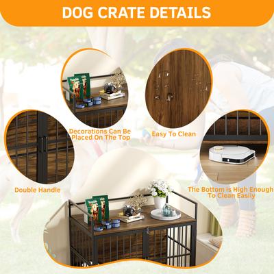 Show full view: Cesicia Single Door Furniture Style Dog Crate with Cushion & Bowls, Black, 41 inch slide 4 of 7