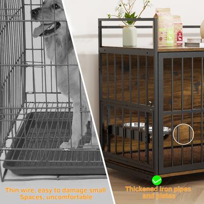 Show full view: Cesicia Single Door Furniture Style Dog Crate with Cushion & Bowls, Black, 41 inch slide 5 of 7