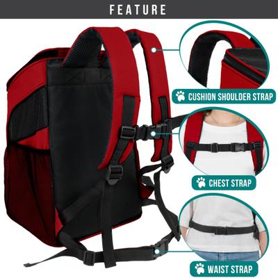 Show full view: PetAmi Premium Backpack Dog & Cat Carrier, Red slide 5 of 9