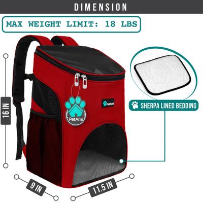 Show full view: PetAmi Premium Backpack Dog & Cat Carrier, Red slide 2 of 9