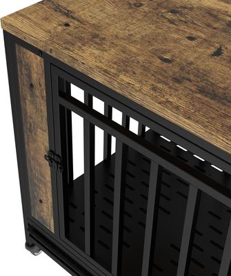 Show full view: Cesicia Single Door Furniture Style Dog Crate with Tray, Vintage Wooden, 39 inch slide 4 of 5