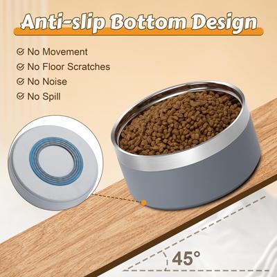 Show full view: UPSKY Elevated Stainless Steel Dog Bowls with Wooden Stand, 27-oz slide 3 of 7