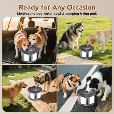 Show full view: UPSKY Slow Drinking Anti-Splash Non-skid Stainless Steel Slow Feeder Dog Water Bowl, Grey, 2.6-gal slide 5 of 10