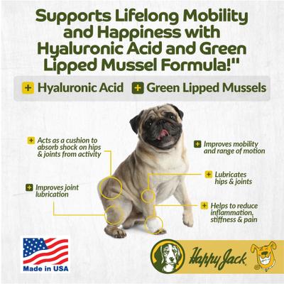 Show full view: Happy Jack Flexenhance Hip & Joint Supplement with Glucosamine & Green Lipped Mussel for Dogs, 80 count slide 4 of 11
