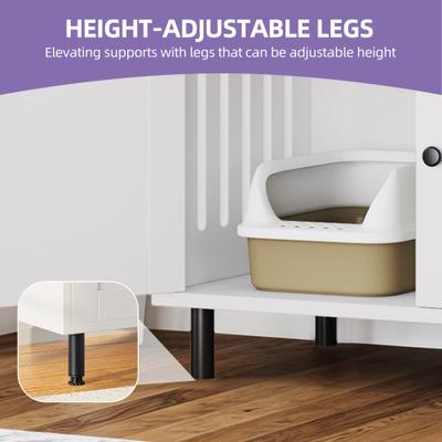 Show full view: Wooflex Hidden Charging & Feeding Station Cat Litter Box Furniture Cabinet with Shelves & Condo, White slide 5 of 10