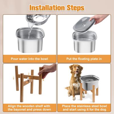 Show full view: UPSKY Elevated Stainless Steel Dog Water Bowl with Stand, 3-l slide 6 of 7