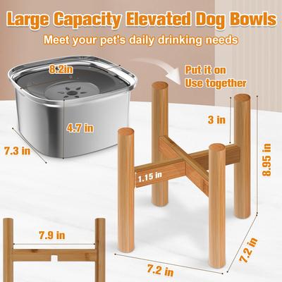 Show full view: UPSKY Elevated Stainless Steel Dog Water Bowl with Stand, 3-l slide 3 of 7