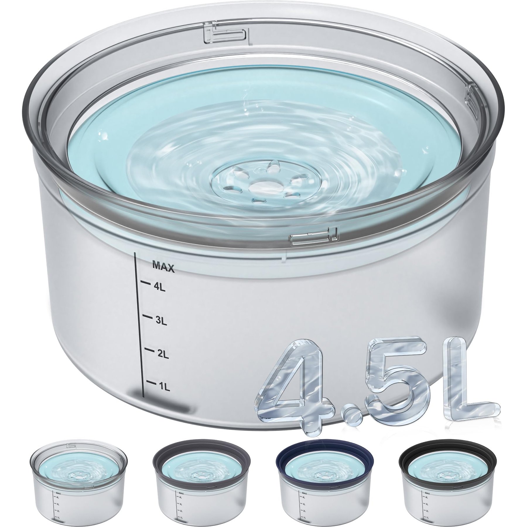 UPSKY No Spill Dog Water Bowl, 1.2-gal, Transparent