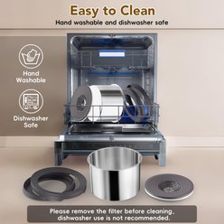 UPSKY Indoor/Outdoor Spill-Proof Anti-Splash Non-Skid Stainless Steel Slow Feeder Dog Water Bowl, Grey, 8-L slide 2 of 8