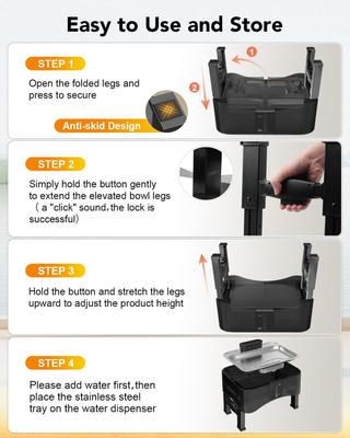 Show full view: UPSKY Elevated 4 Heights Adjustable Stainless Steel Dog & Cat Water Fountain with Dispenser, Ultra-Quiet Pump & 2 Replacement Filters, Black, 2.25-gal slide 8 of 10