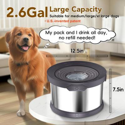 Show full view: UPSKY Slow Drinking Anti-Splash Non-skid Stainless Steel Slow Feeder Dog Water Bowl, Grey, 2.6-gal slide 2 of 10