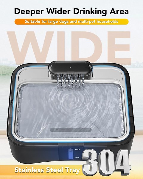 Show full view: UPSKY Elevated 4 Heights Adjustable Stainless Steel Dog & Cat Water Fountain with Dispenser, Ultra-Quiet Pump & 2 Replacement Filters, Black, 2.25-gal slide 6 of 9
