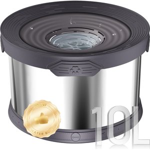 UPSKY Slow Drinking Anti-Splash Non-skid Stainless Steel Slow Feeder Dog Water Bowl, Grey, 2.6-gal