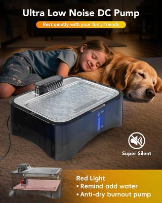 Show full view: UPSKY Elevated 4 Heights Adjustable Stainless Steel Dog & Cat Water Fountain with Dispenser, Ultra-Quiet Pump & 2 Replacement Filters, Black, 2.25-gal slide 7 of 10