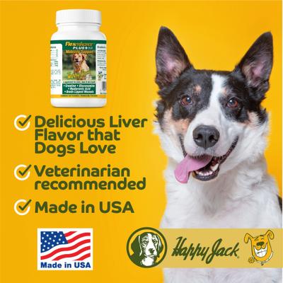 Show full view: Happy Jack Flexenhance Hip & Joint Supplement with Glucosamine & Green Lipped Mussel for Dogs, 80 count slide 9 of 11
