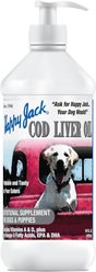 Happy Jack Cod Liver Fish Oil Skin & Coat Omega 3 Supplement for Dogs, for Joint, 16-fl oz bottle