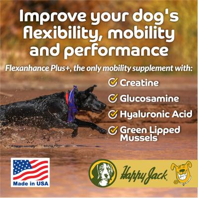 Show full view: Happy Jack Flexenhance Hip & Joint Supplement with Glucosamine & Green Lipped Mussel for Dogs, 80 count slide 3 of 11