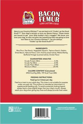 Show full view: Country Kitchen No-Hide Bacon Femur Dog Treats, 4 count slide 3 of 4