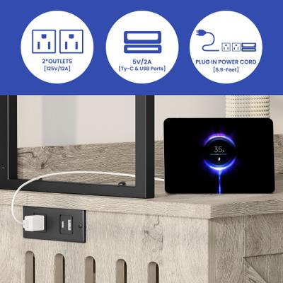 Show full view: Wooflex Hidden Charging & Feeding Station Cat Litter Box Furniture Cabinet with Shelves & Condo, Gray slide 4 of 10