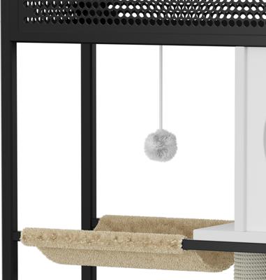 Show full view: Wooflex Hidden Charging & Feeding Station Cat Litter Box Furniture Cabinet with Shelves & Condo, White slide 7 of 10