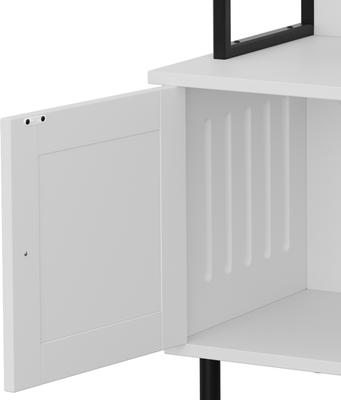 Show full view: Wooflex Hidden Charging & Feeding Station Cat Litter Box Furniture Cabinet with Shelves & Condo, White slide 8 of 10