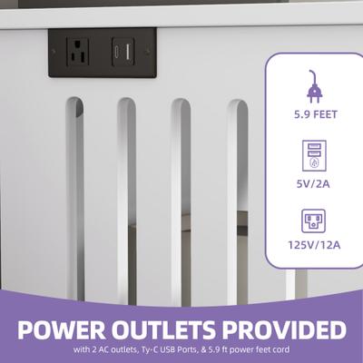 Show full view: Wooflex Hidden Charging & Feeding Station Cat Litter Box Furniture Cabinet with Shelves & Condo, White slide 6 of 10