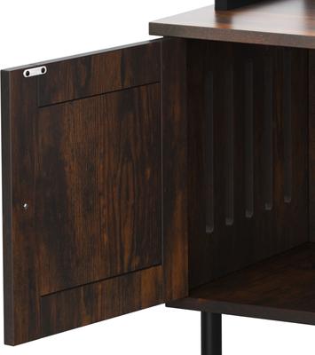 Show full view: Wooflex Hidden Charging & Feeding Station Cat Litter Box Furniture Cabinet with Shelves & Condo, Rustic Brown slide 7 of 10