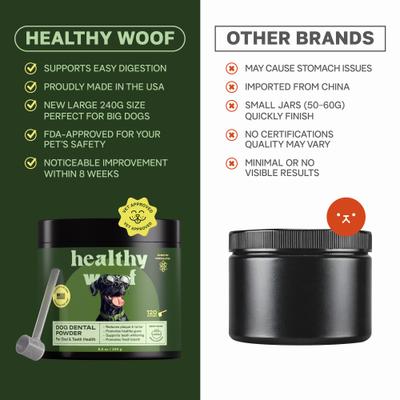 Show full view: Healthy Woof Oral Care Bone Broth Dental Powder Supplement for Dogs, 8.5-oz jar slide 5 of 7