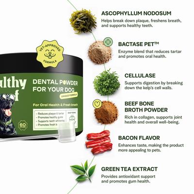 Show full view: Healthy Woof Oral Care Bone Broth Dental Powder Supplement for Dogs, 4.2-oz jar slide 7 of 7