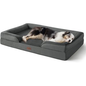 Bedsure Orthopedic Bolster Dog Sofa Bed with Removable Cover, Dark Grey, X-Large